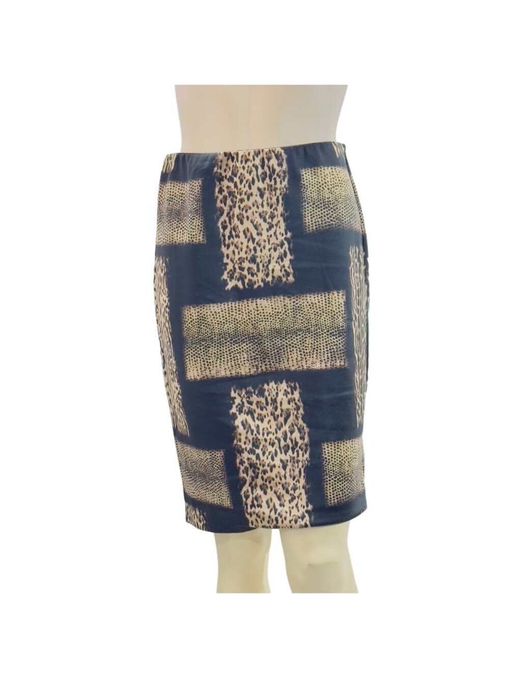 CARMEN MARC VALVO Women's Leopard Print Pencil Skirt Polyester Stretch Size S